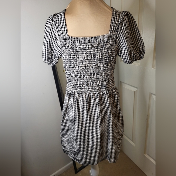 Sincerely Jules - Black and White Plaid Square Neckline Dress, Size L - Picture 5 of 6